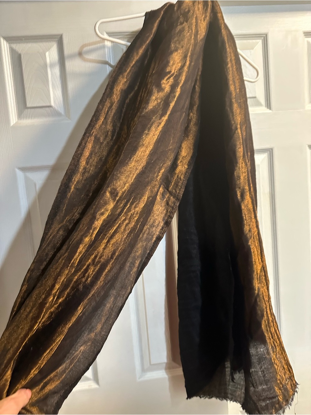 Women's Shimmering Bronze and Black Scarf Wrap